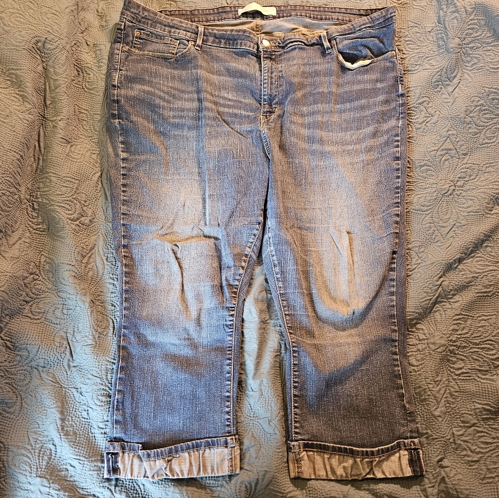 Plus Size Signature by Levi Strauss Cropped Blue Jeans